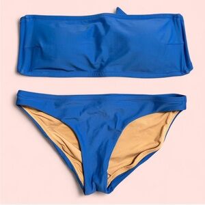 Blue Strapless Bikini Set